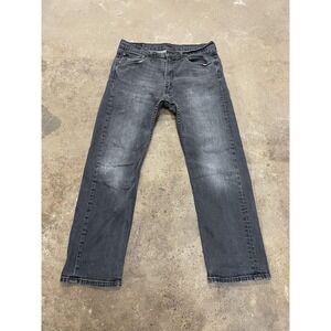 Levis 505 Jeans Mens 36x30 Gray Charcoal Stretch Denim Straight Leg Zip Fly